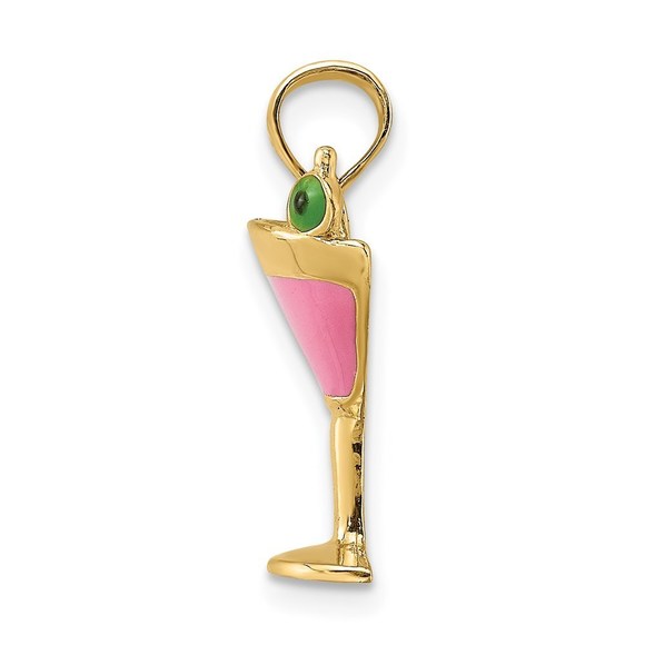 14k Yellow Gold Pink Enameled Awareness Ribbon Pendant 14K Yellow Gold Pink Enameled Baby Shoe Pendant - (B11-913) - Roy
